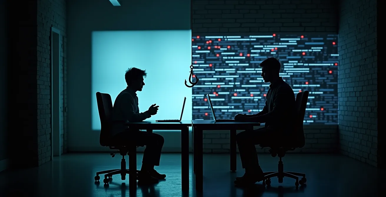 AI-generated phishing attack visualization in Montreal corporate setting