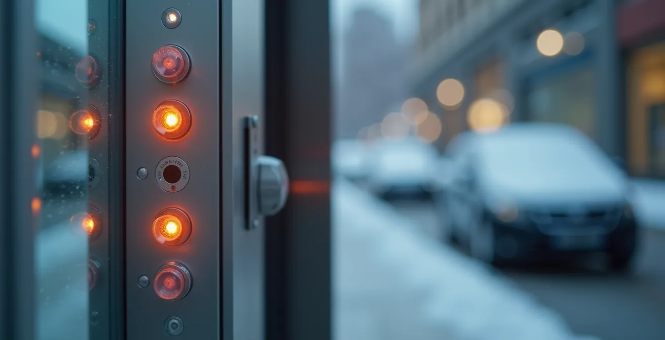 Modern security monitoring setup showing integrated access control