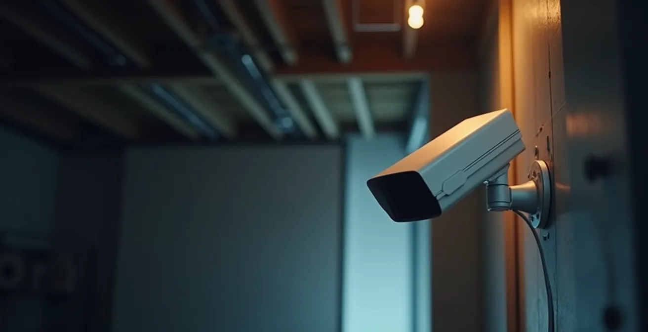 Professional IP camera installation in a Montreal commercial building showing proper security infrastructure