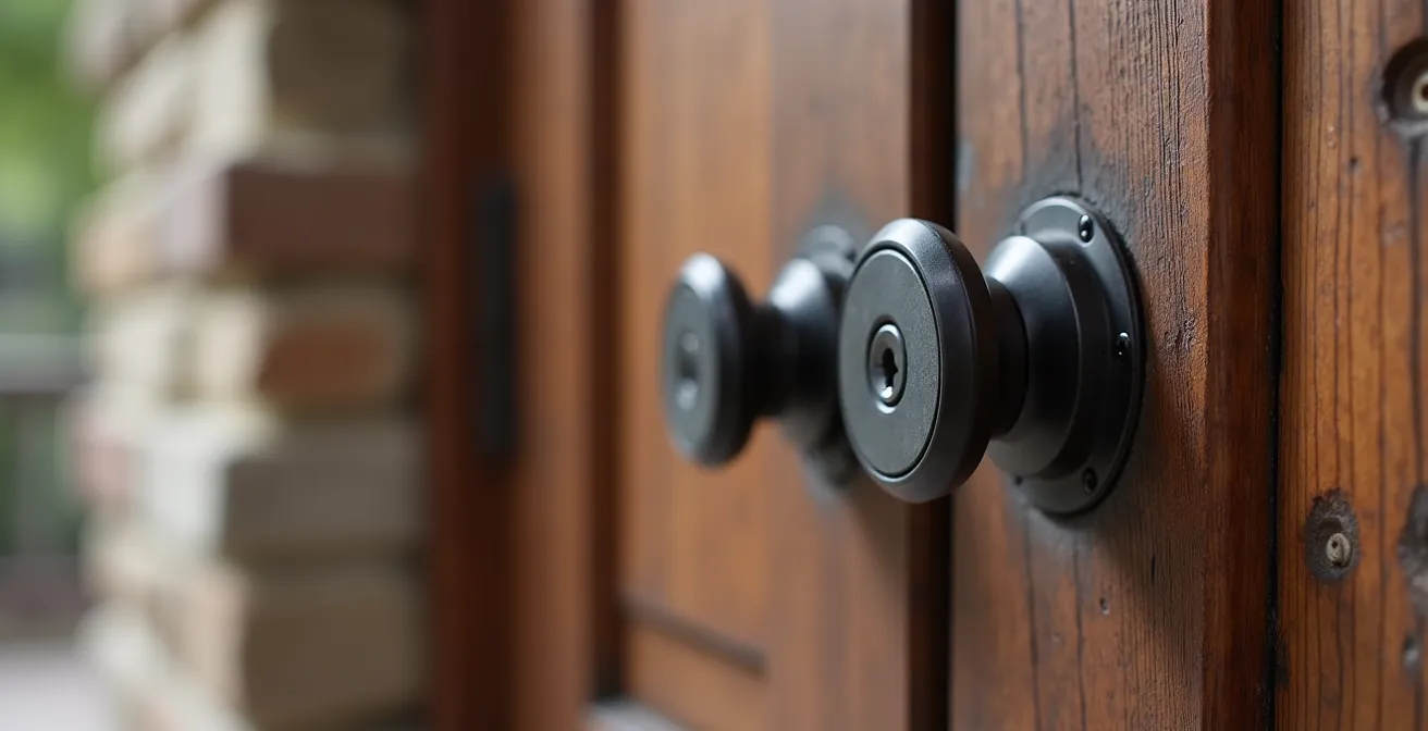 Wireless access control installation on historic Montreal greystone building door